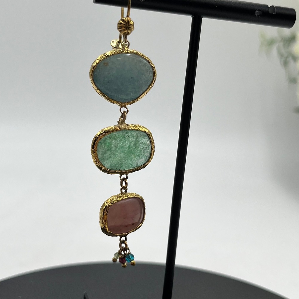 Gas Bijoux Silene Multicolor Stone Green Gavana Onyx Tulita Quartz Earring‎ Read